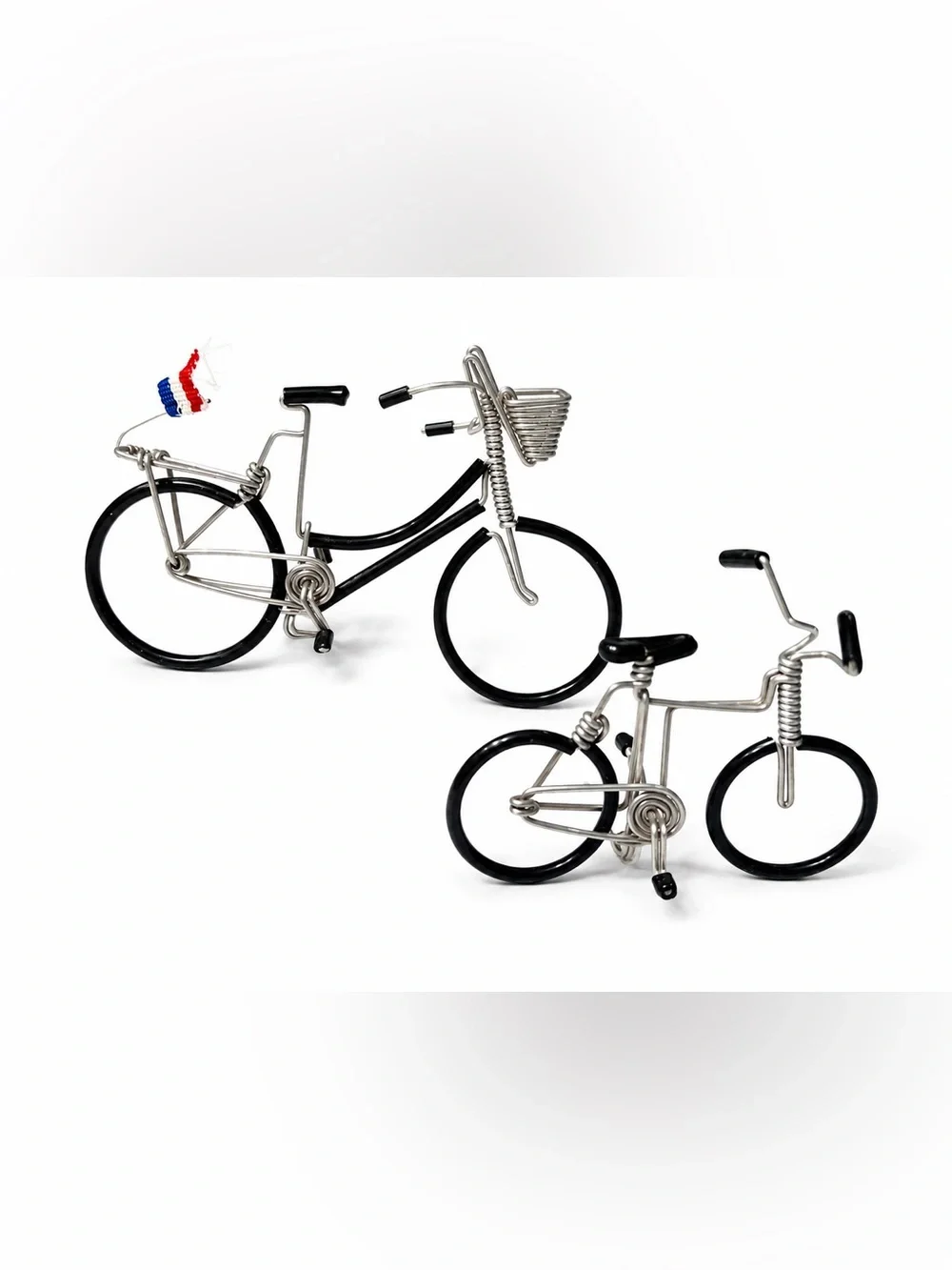 Decorative Wire Bicycle Pair - Black and Silver Home Accent